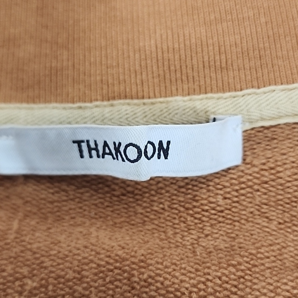 THAKOON 100%cotton quality quarter zip pullover sweatshirt brown sz L - Picture 6 of 9